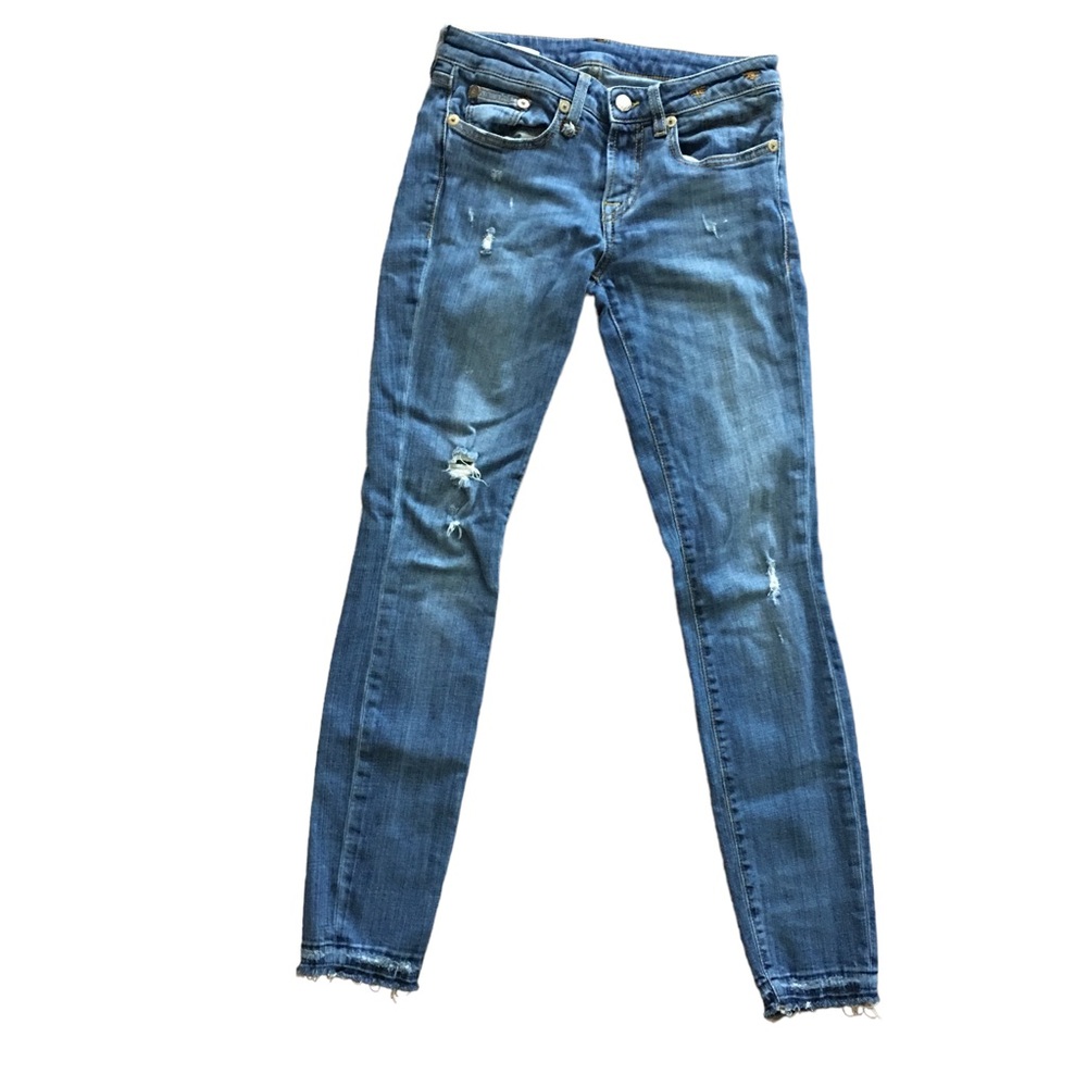 R13 Distressed Denim Cropped Jeans